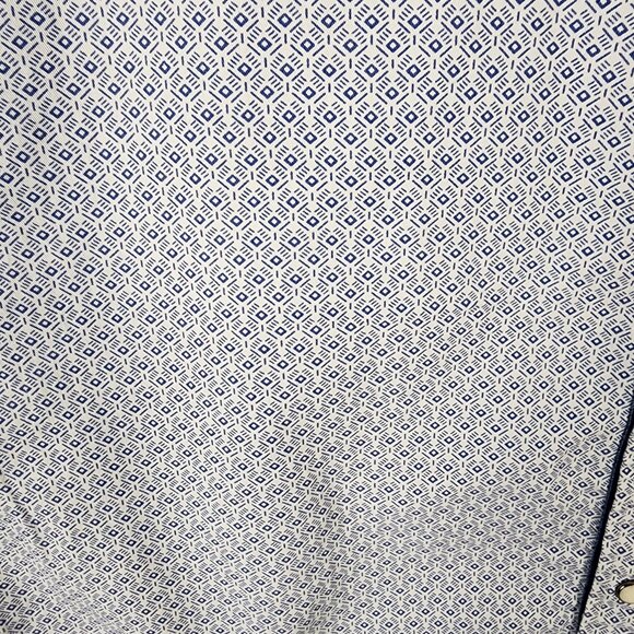 Blumind White Blue Geometric Print 100% Cotton Pearl Snap Shirt - Picture 2 of 5
